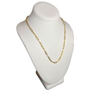 20" 18k Gold Paperclip Necklace for Women Men Stainless Steel Waterproof Chain